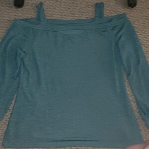 Green off-shoulder sweater